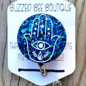 Hamsa Symbol Of Good Luck And Protection Retractable Name Badge Reel ID Holder